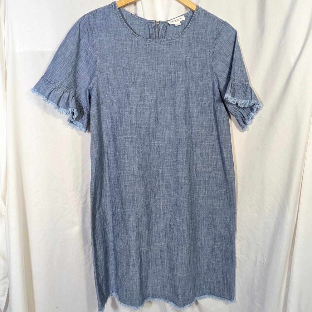 Beachlunchlounge Women's Chambray Cotton Denim Dress Relaxed Casual Sz M‎